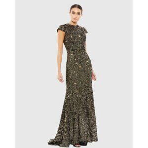 Mac Duggal Black and Gold Maxi Dress